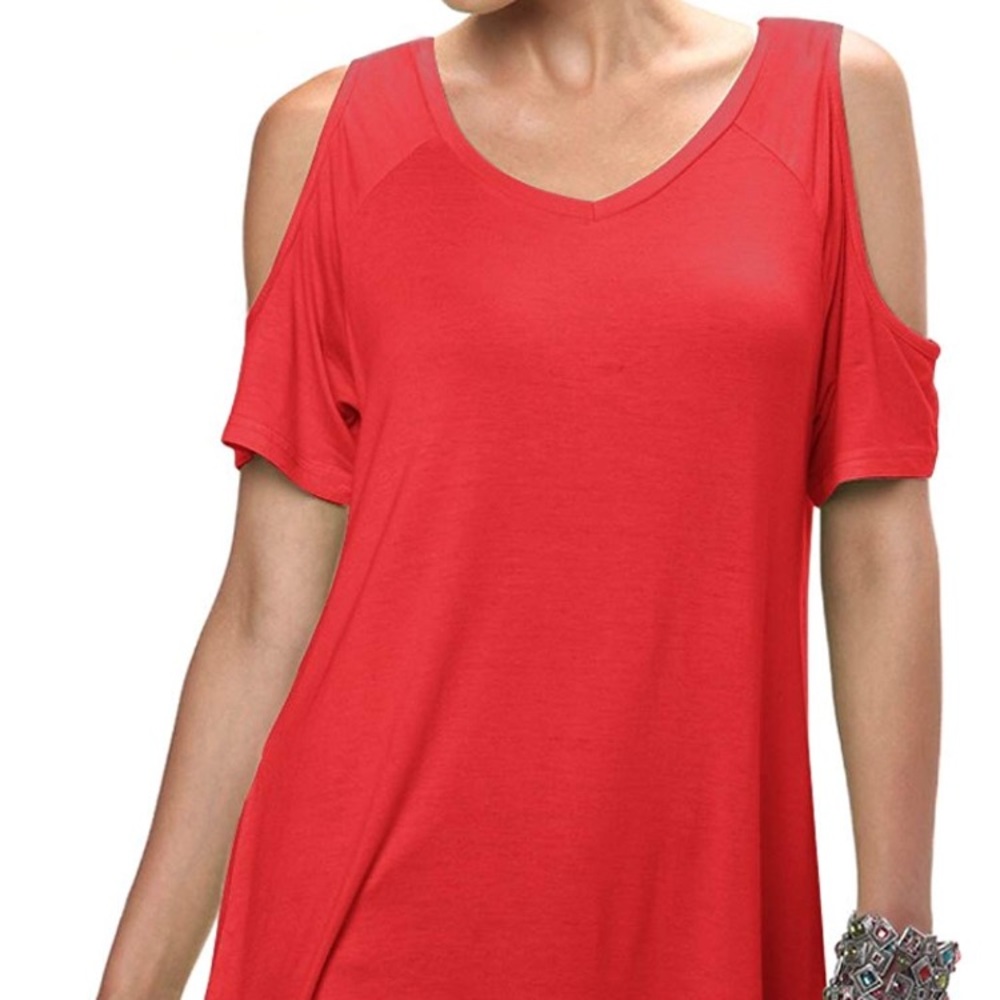 Women’s red open shoulder shirt